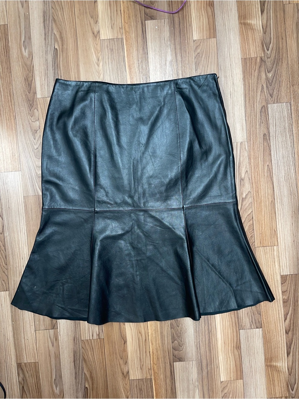 Vintage Randolph Duke Black Leather Mermaid Flounce Skirt Y2K